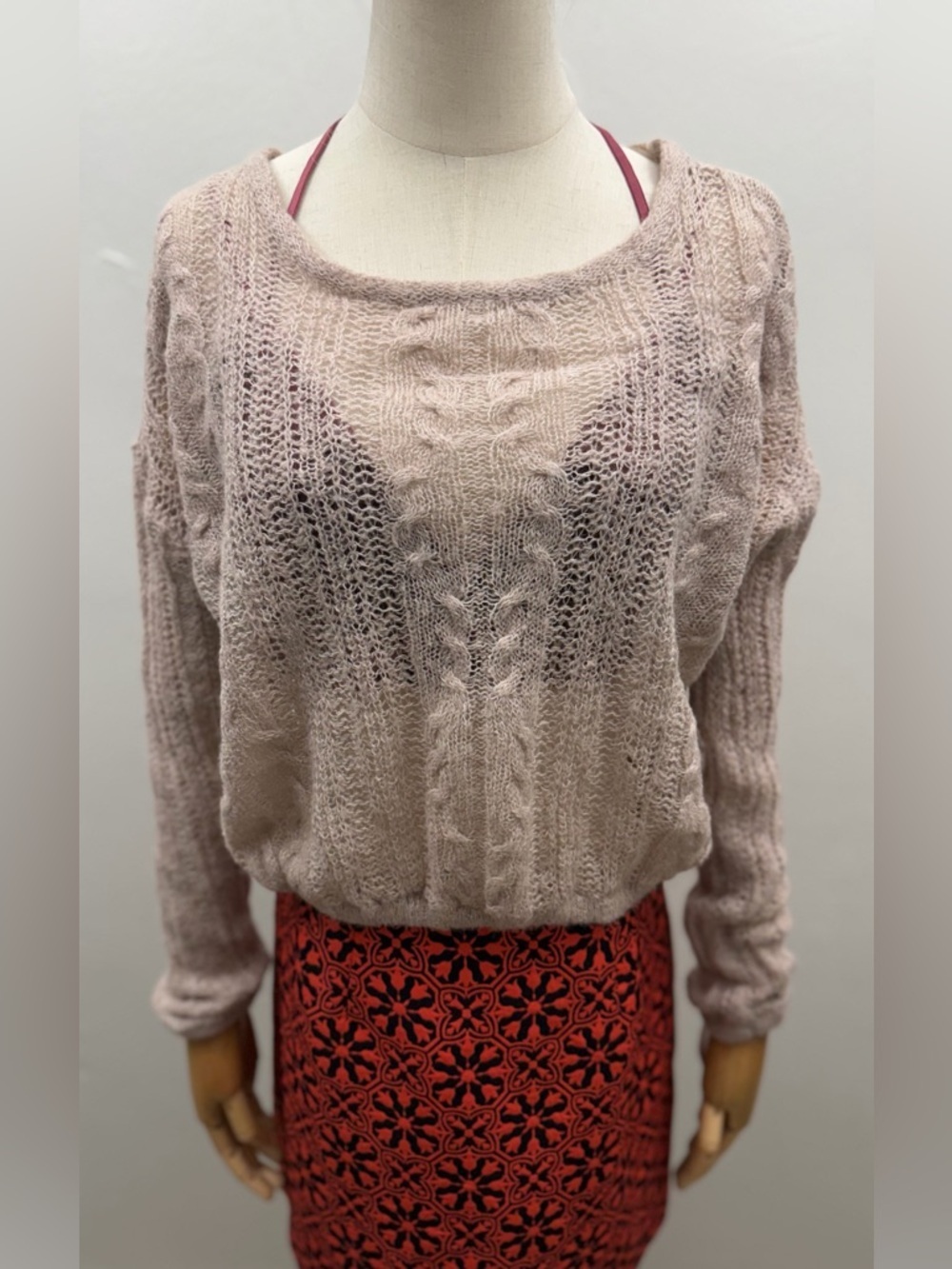Free People Knit Sweater Women’s XS Beige Cable Knit Alpaca Blend Boho